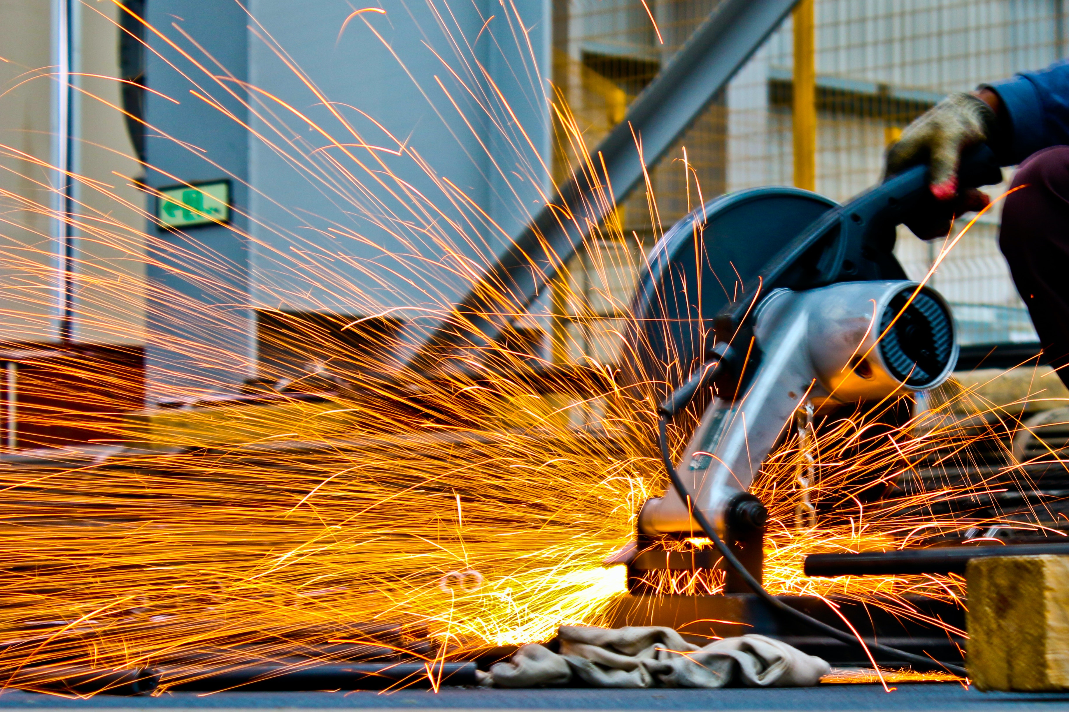 sparks from industrial work