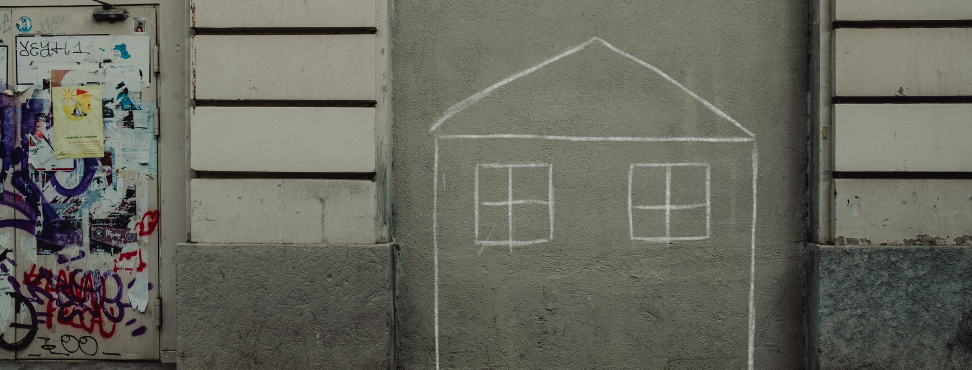 drawing of a home on a wall